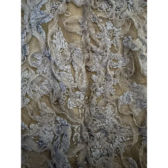 JS Collection Sz 8 Scarlet Wrap Tea Length Dress Navy Embroidered Mesh Soutache - Picture 13 of 15